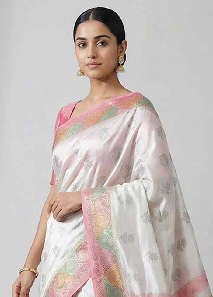 Multicolor Handloom Dupion Pure Silk Saree With Blouse Piece - Image 2