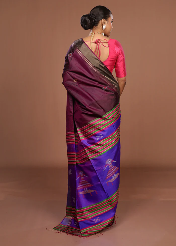 Multicolor Handloom Kanjivaram Pure Silk Saree With Blouse Piece - Image 3