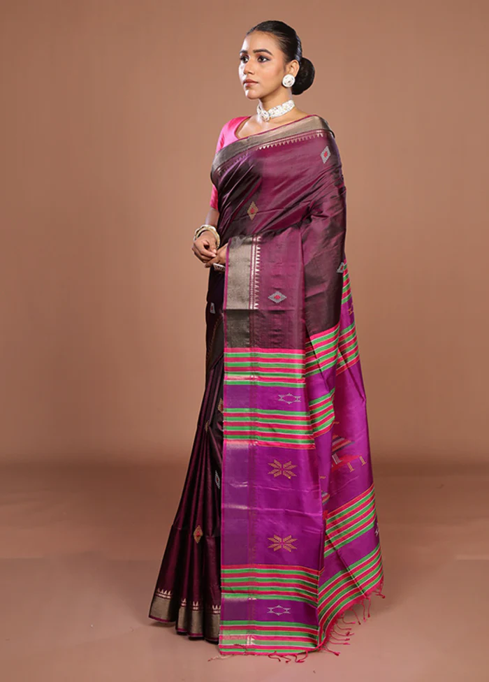 Multicolor Handloom Kanjivaram Silk Saree With Blouse Piece - Image 3