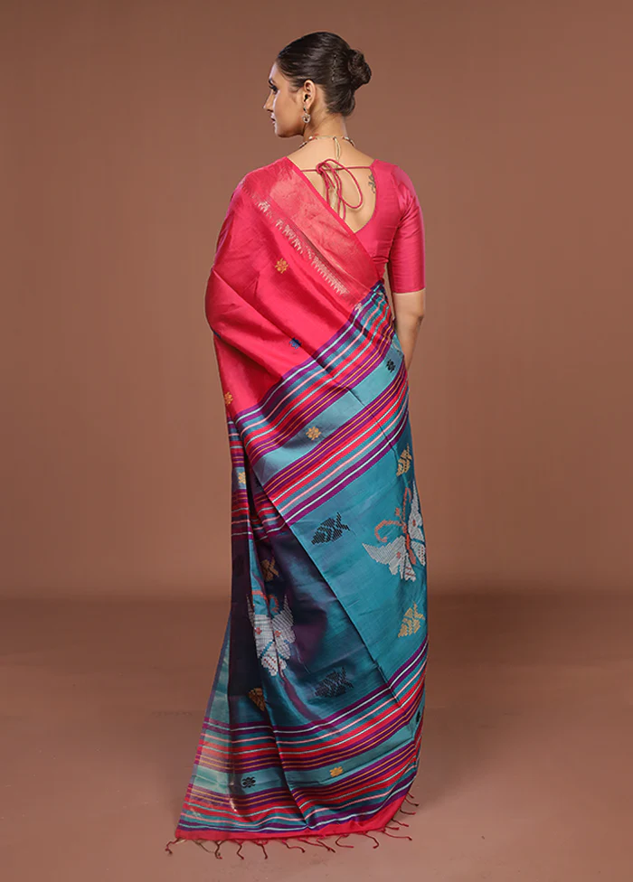 Multicolor Handloom Kanjivaram Pure Silk Saree With Blouse Piece - Image 3