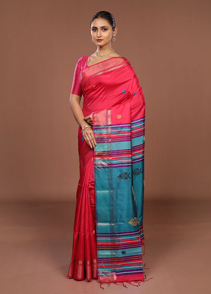 Multicolor Handloom Kanjivaram Pure Silk Saree With Blouse Piece - Image 4