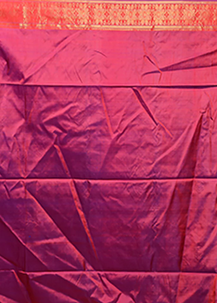 Multicolor Handloom Kanjivaram Pure Silk Saree With Blouse Piece - Image 5
