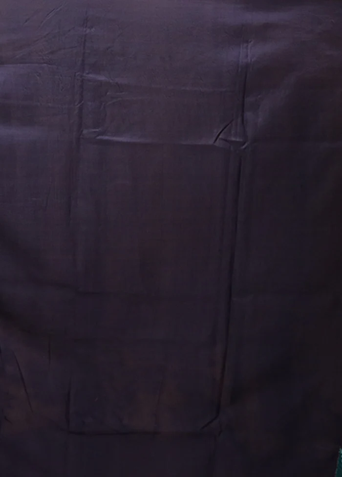 Blue Handloom Kantha Stitch Pure Silk Saree With Blouse Piece - Image 5