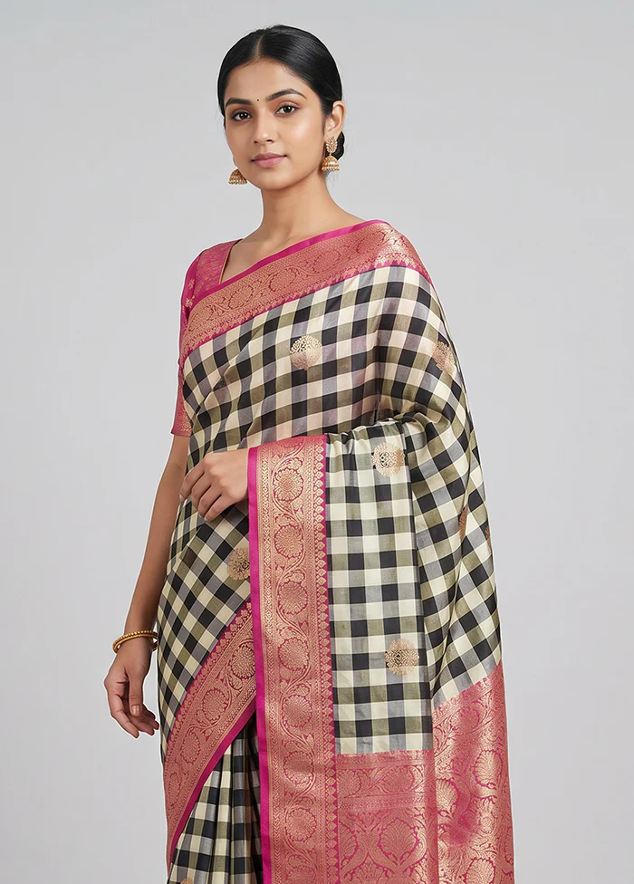 Multicolor Handloom Katan Pure Silk Saree With Blouse Piece - Image 2