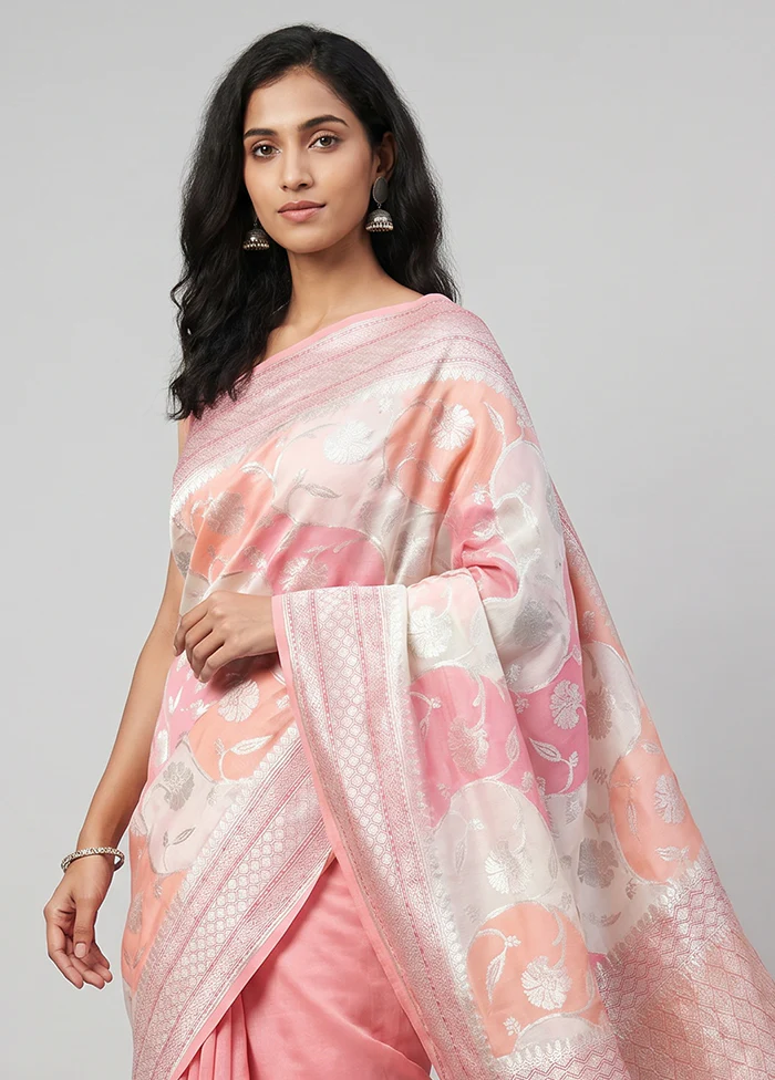 Multicolor Handloom Pure Georgette Saree With Blouse Piece - Image 2