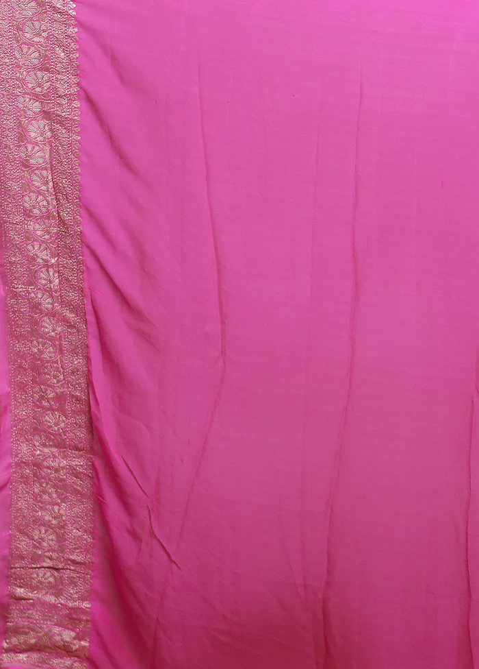 Multicolor Handloom Pure Georgette Saree With Blouse Piece - Image 5