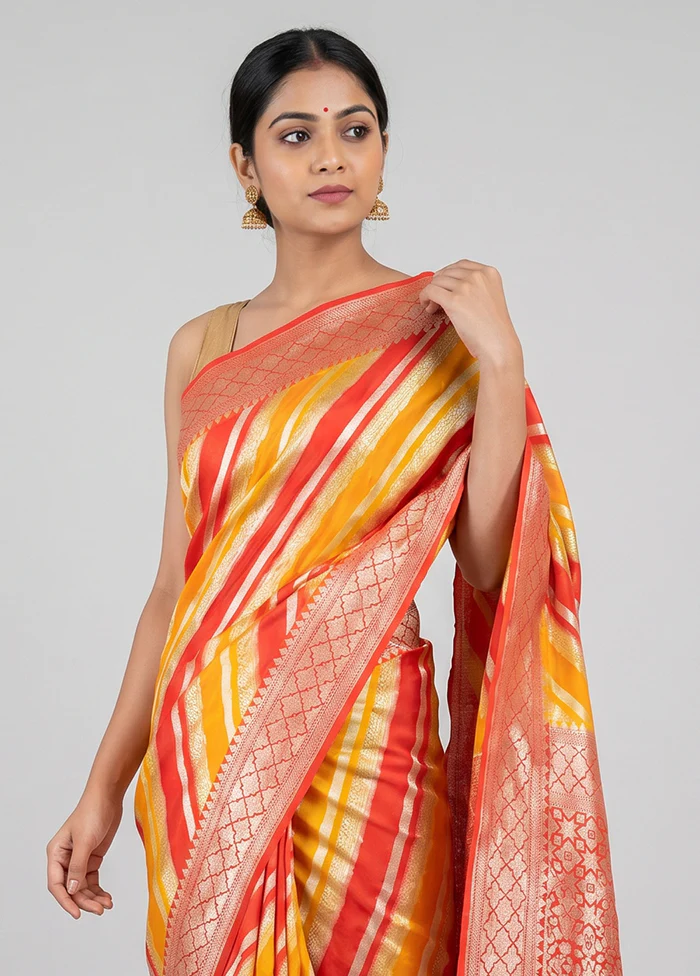 Multicolor Handloom Pure Georgette Saree With Blouse Piece - Image 2