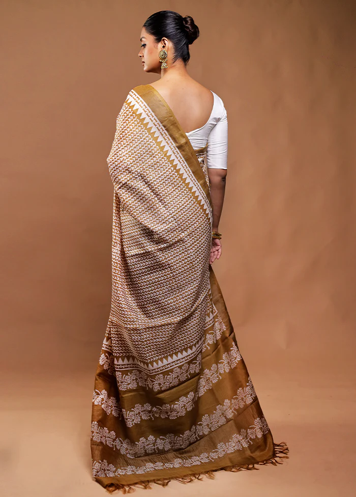 Multicolor Handloom Tussar Pure Silk Saree With Blouse Piece - Image 3