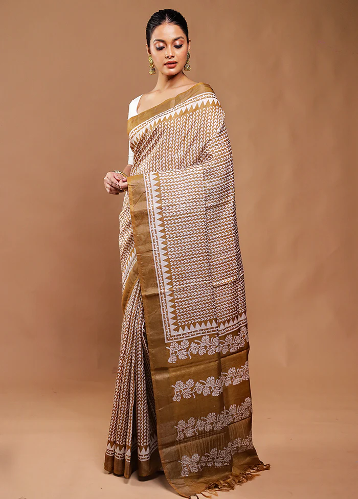 Multicolor Handloom Tussar Pure Silk Saree With Blouse Piece - Image 4