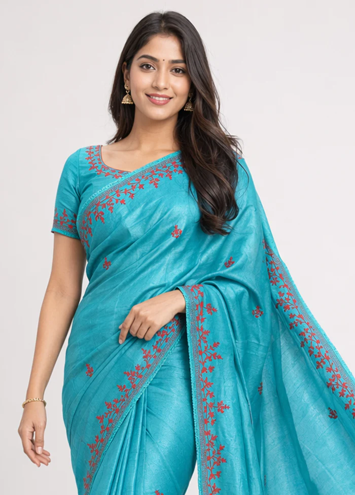 Multicolor Handloom Tussar Pure Silk Saree With Blouse Piece - Image 2