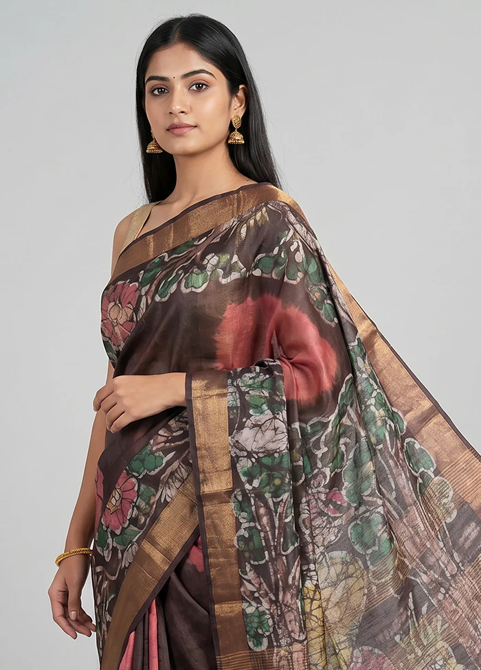 Multicolor Handloom Tussar Pure Silk Saree With Blouse Piece - Image 2