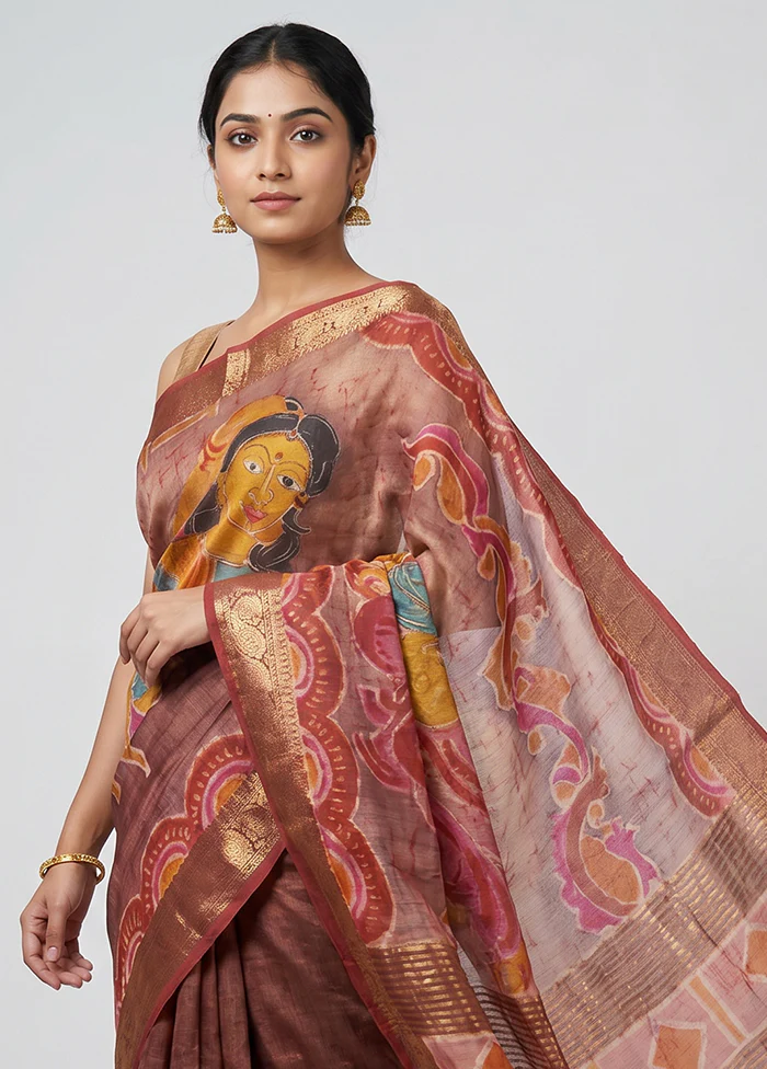 Multicolor Handloom Tussar Silk Saree With Blouse Piece - Image 2