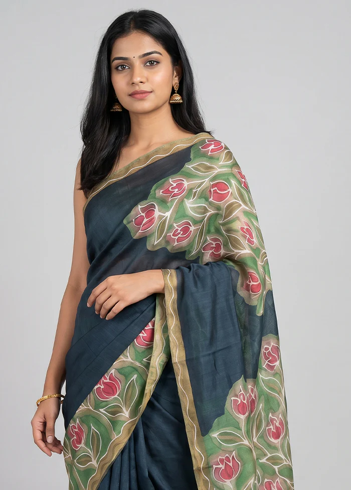 Multicolor Handloom Tussar Pure Silk Saree With Blouse Piece - Image 2