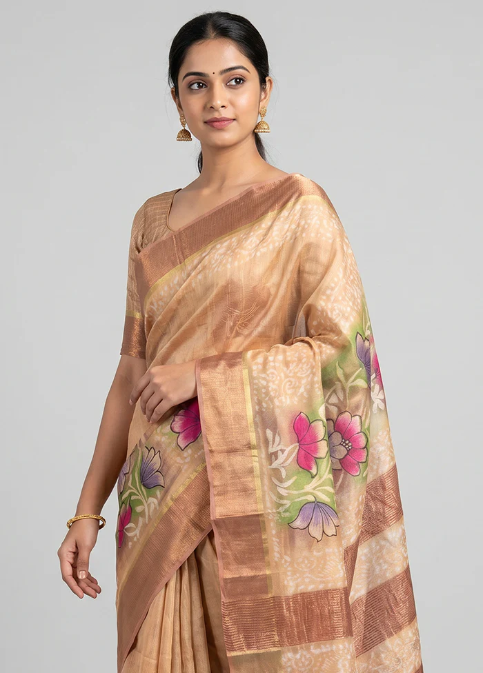 Multicolor Handloom Tussar Pure Silk Saree With Blouse Piece - Image 2