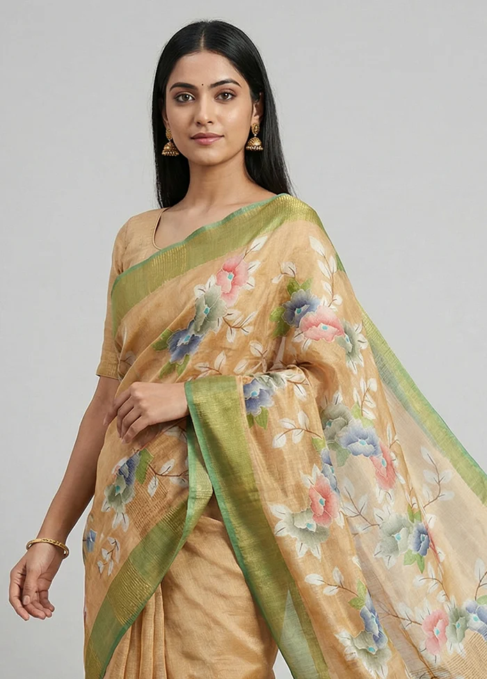 Multicolor Handloom Tussar Pure Silk Saree With Blouse Piece - Image 2