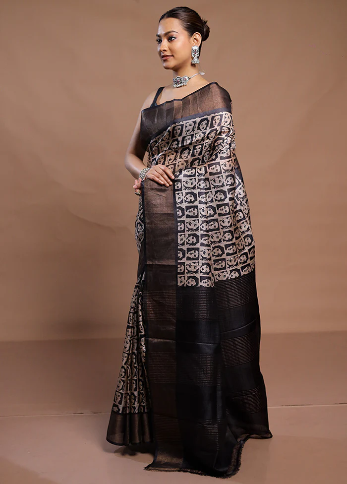 Multicolor Handloom Tussar Pure Silk Saree With Blouse Piece - Image 4