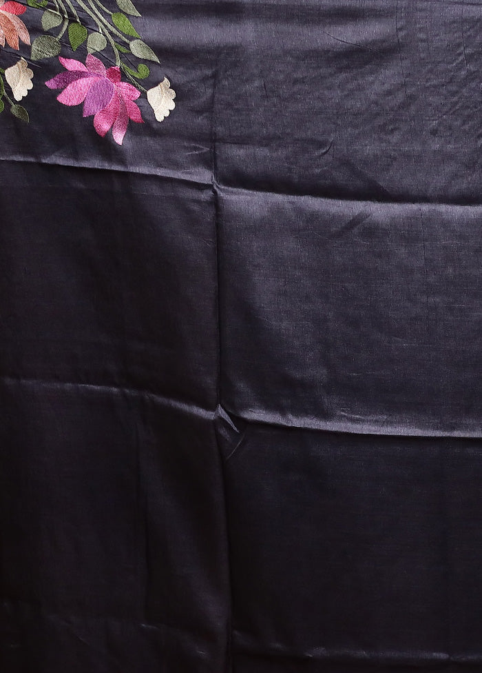 Multicolor Handloom Tussar Pure Silk Saree With Blouse Piece - Image 5