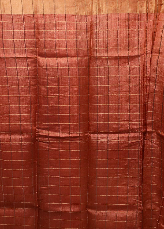 Multicolor Handloom Tussar Pure Silk Saree With Blouse Piece - Image 5
