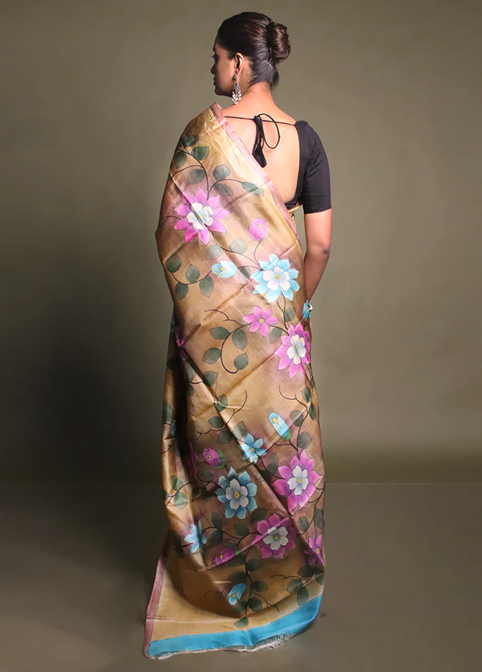 Multicolor Handloom Tussar Pure Silk Saree With Blouse Piece - Image 3