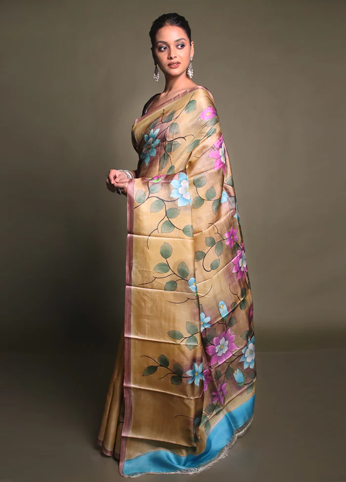 Multicolor Handloom Tussar Pure Silk Saree With Blouse Piece - Image 4