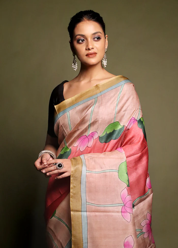 Multicolor Handloom Tussar Pure Silk Saree With Blouse Piece - Image 2