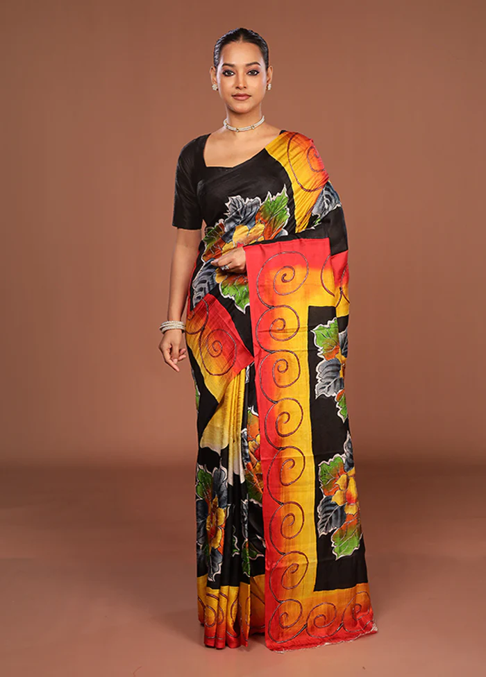 Multicolor Handloom Tussar Pure Silk Saree With Blouse Piece - Image 2
