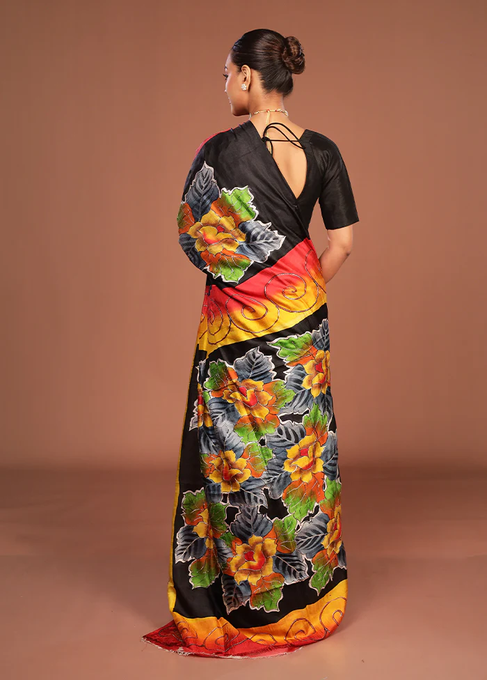 Multicolor Handloom Tussar Pure Silk Saree With Blouse Piece - Image 3