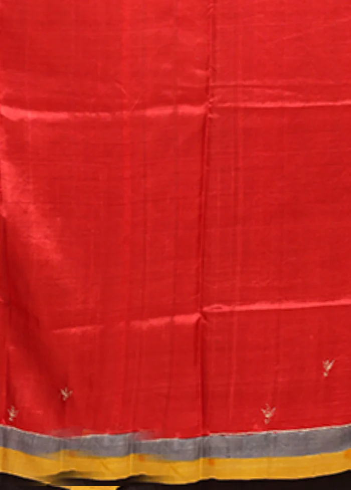 Multicolor Handloom Tussar Pure Silk Saree With Blouse Piece - Image 5