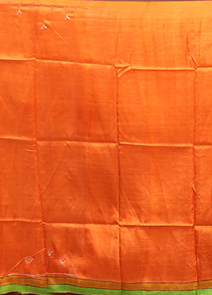 Multicolor Handloom Tussar Pure Silk Saree With Blouse Piece - Image 5