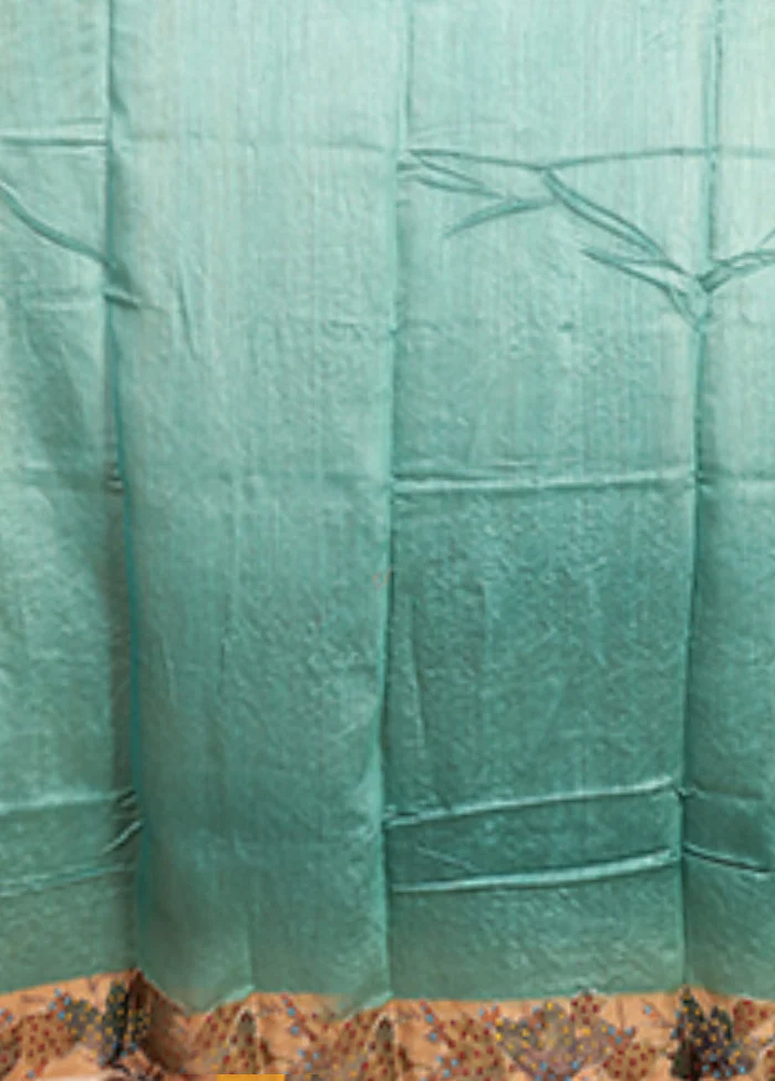 Multicolor Handloom Tussar Pure Silk Saree With Blouse Piece - Image 5