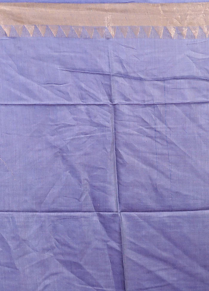 Blue Handloom Tussar Pure Silk Saree With Blouse Piece - Image 5