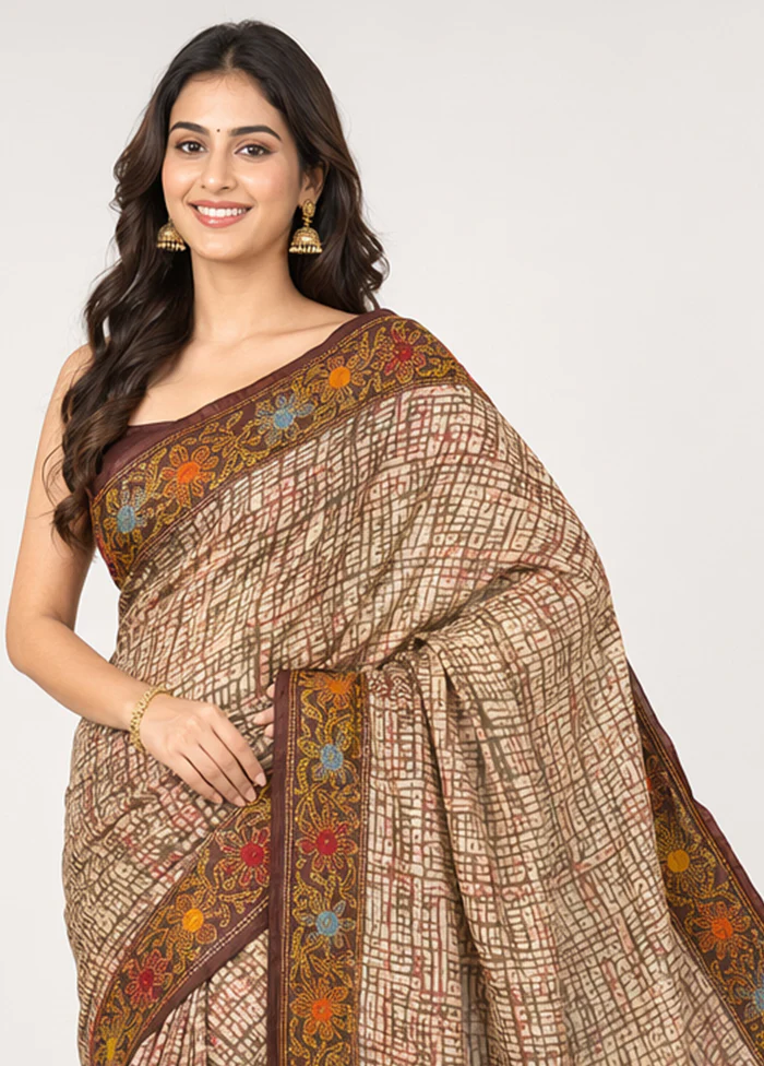 Multicolor Handloom Tussar Pure Silk Saree With Blouse Piece - Image 2