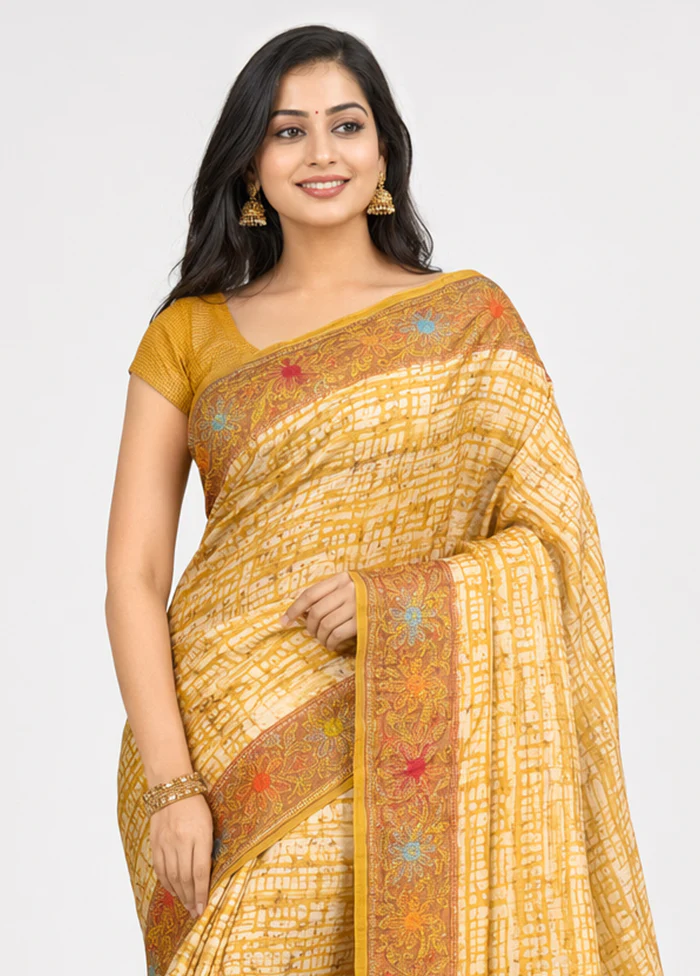 Multicolor Handloom Tussar Pure Silk Saree With Blouse Piece - Image 2