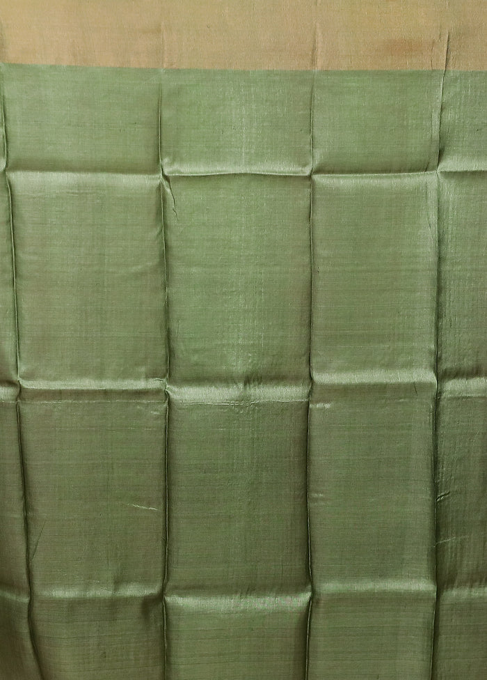 Multicolor Handloom Tussar Pure Silk Saree With Blouse Piece - Image 5