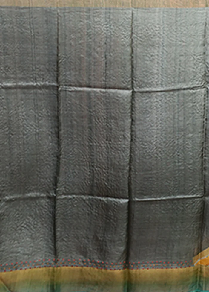 Multicolor Handloom Tussar Pure Silk Saree With Blouse Piece - Image 5