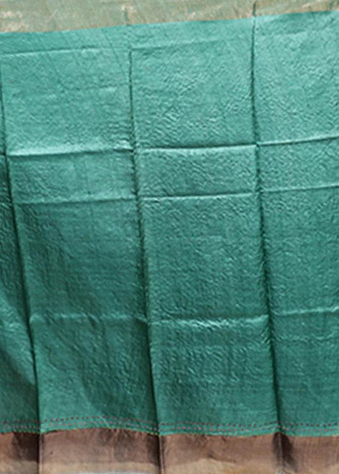 Multicolor Handloom Tussar Pure Silk Saree With Blouse Piece - Image 5