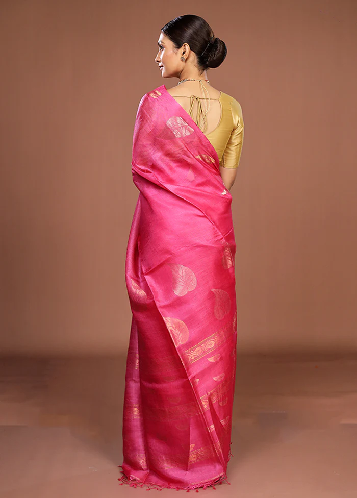 Multicolor Handloom Tussar Pure Silk Saree With Blouse Piece - Image 3