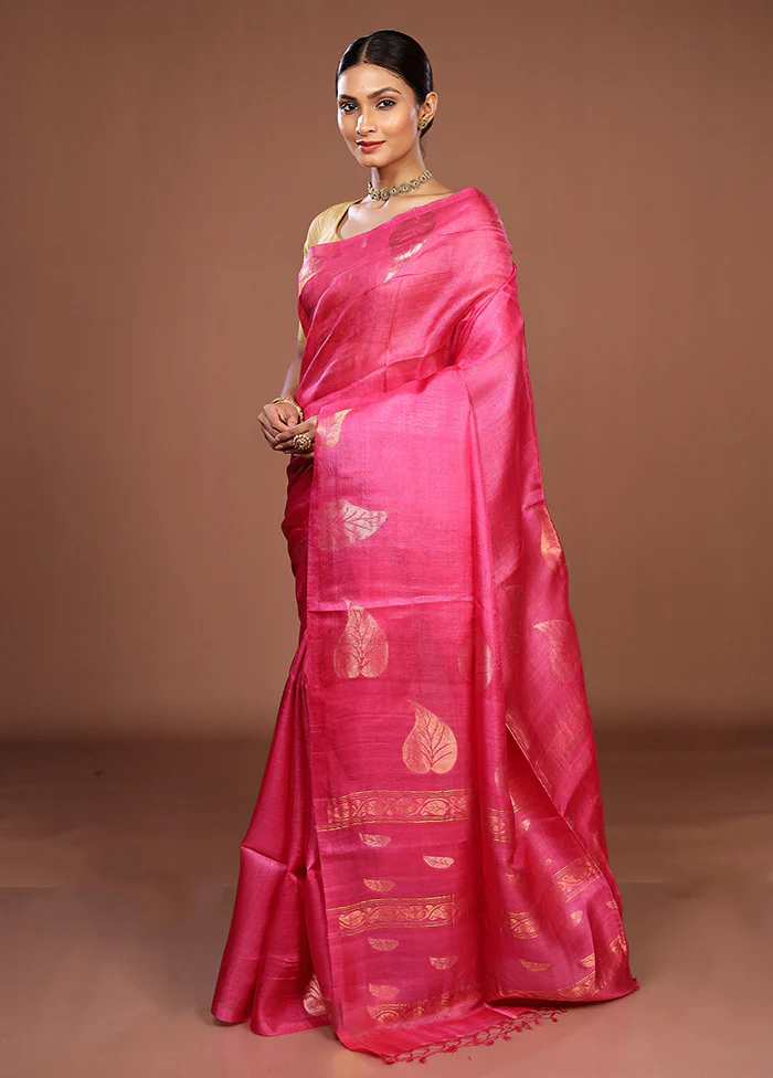 Multicolor Handloom Tussar Pure Silk Saree With Blouse Piece - Image 4