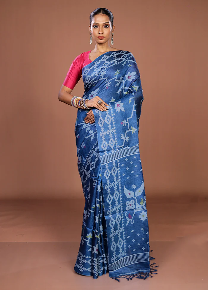 Multicolor Handloom Tussar Pure Silk Saree With Blouse Piece - Image 2
