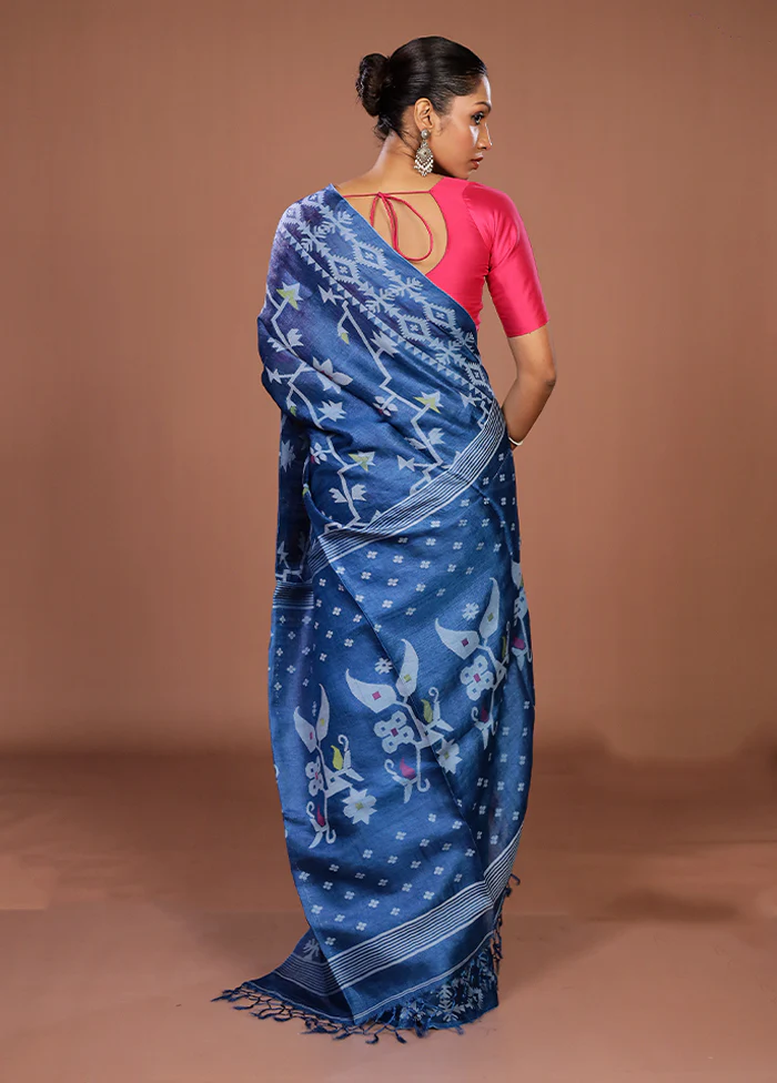 Multicolor Handloom Tussar Pure Silk Saree With Blouse Piece - Image 3