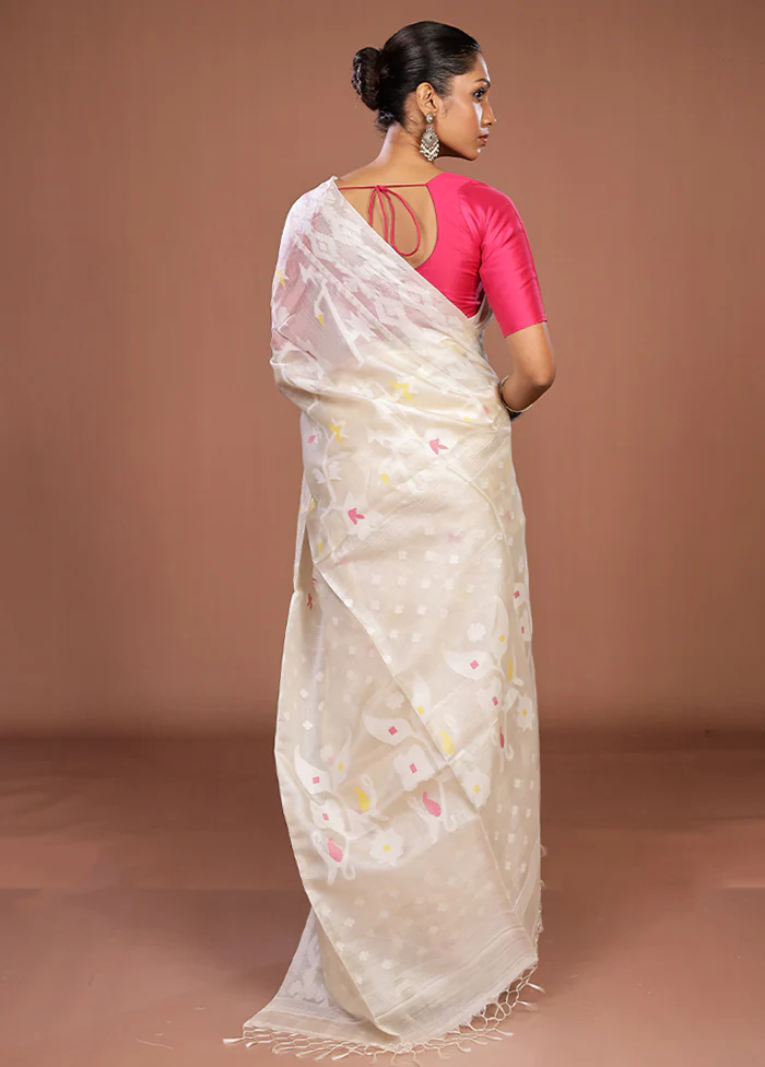 Multicolor Handloom Tussar Pure Silk Saree With Blouse Piece - Image 3