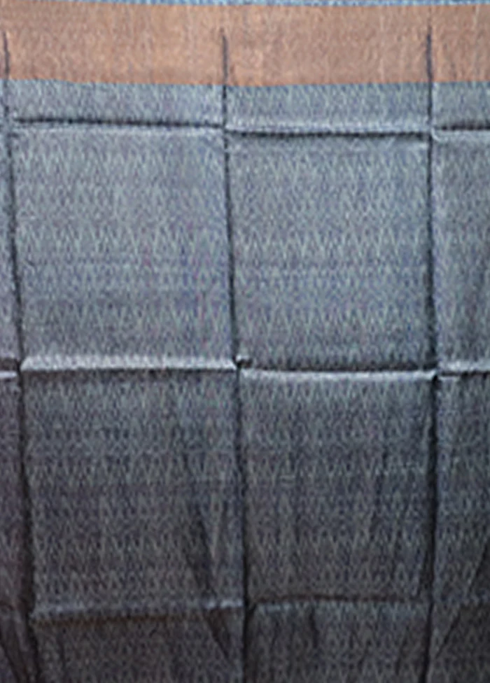 Blue Handloom Tussar Silk Saree With Blouse Piece - Image 5