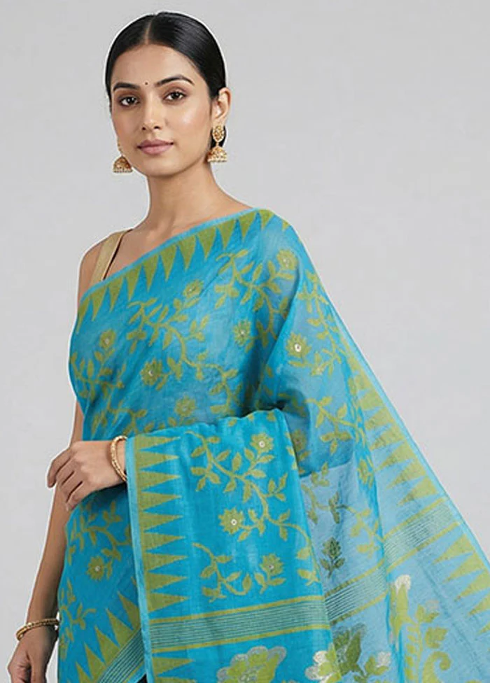 Multicolor Jamdani Cotton Saree Without Blouse Piece - Image 2