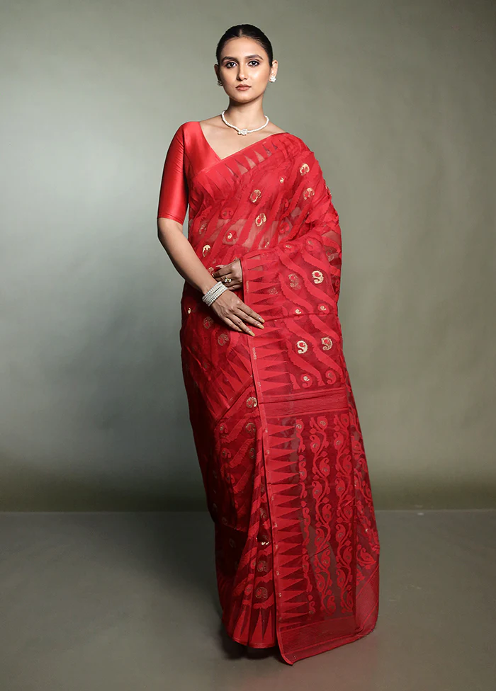 Multicolor Tant Jamdani Saree Without Blouse Piece - Image 2