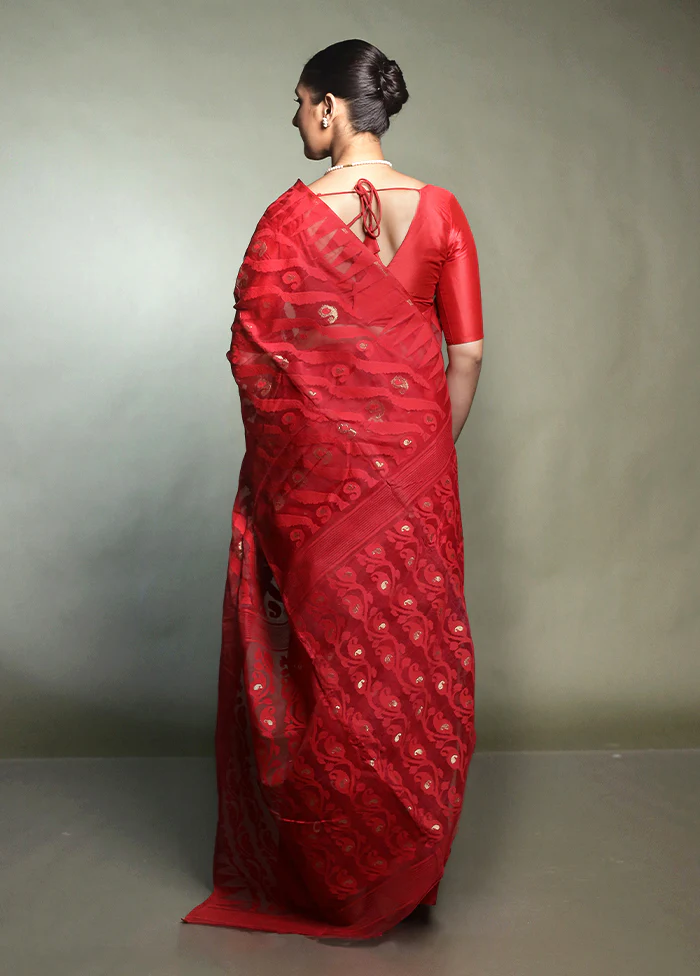 Multicolor Tant Jamdani Saree Without Blouse Piece - Image 3