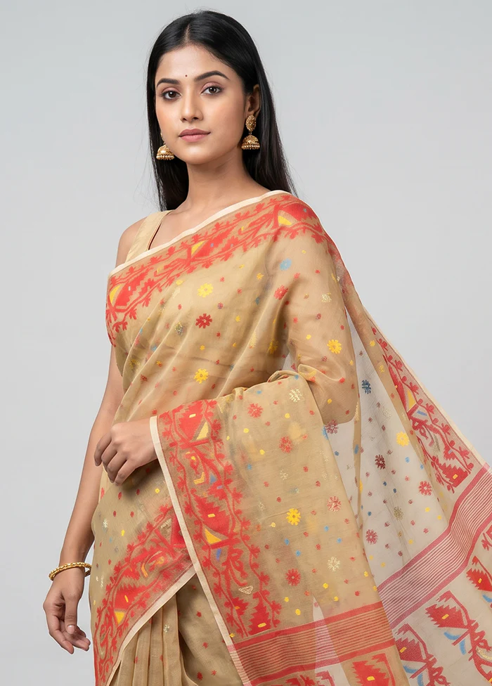 Multicolor Jamdani Cotton Saree Without Blouse Piece - Image 2