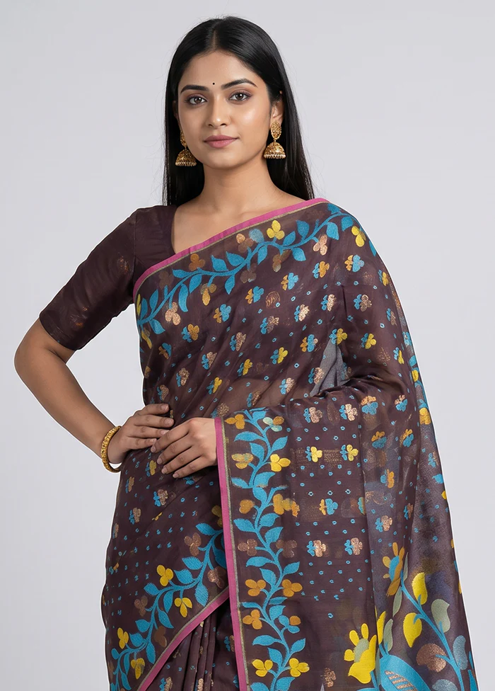 Multicolor Jamdani Cotton Saree Without Blouse Piece - Image 2