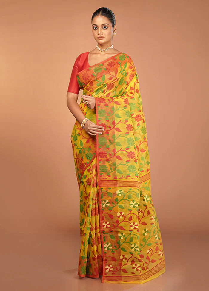 Multicolor Jamdani Cotton Saree Without Blouse Piece - Image 2