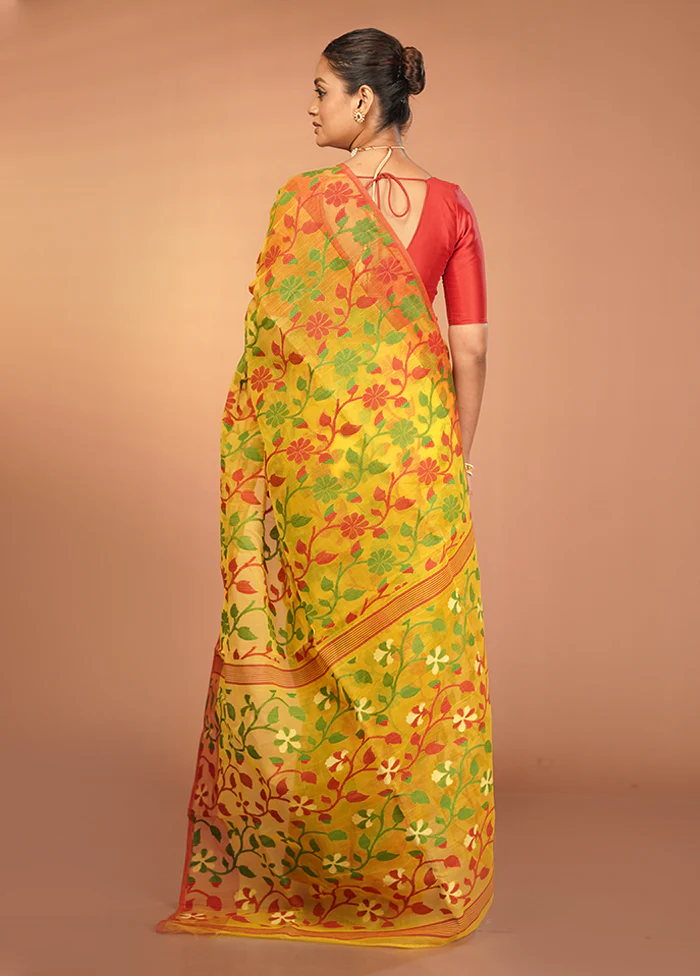Multicolor Jamdani Cotton Saree Without Blouse Piece - Image 3