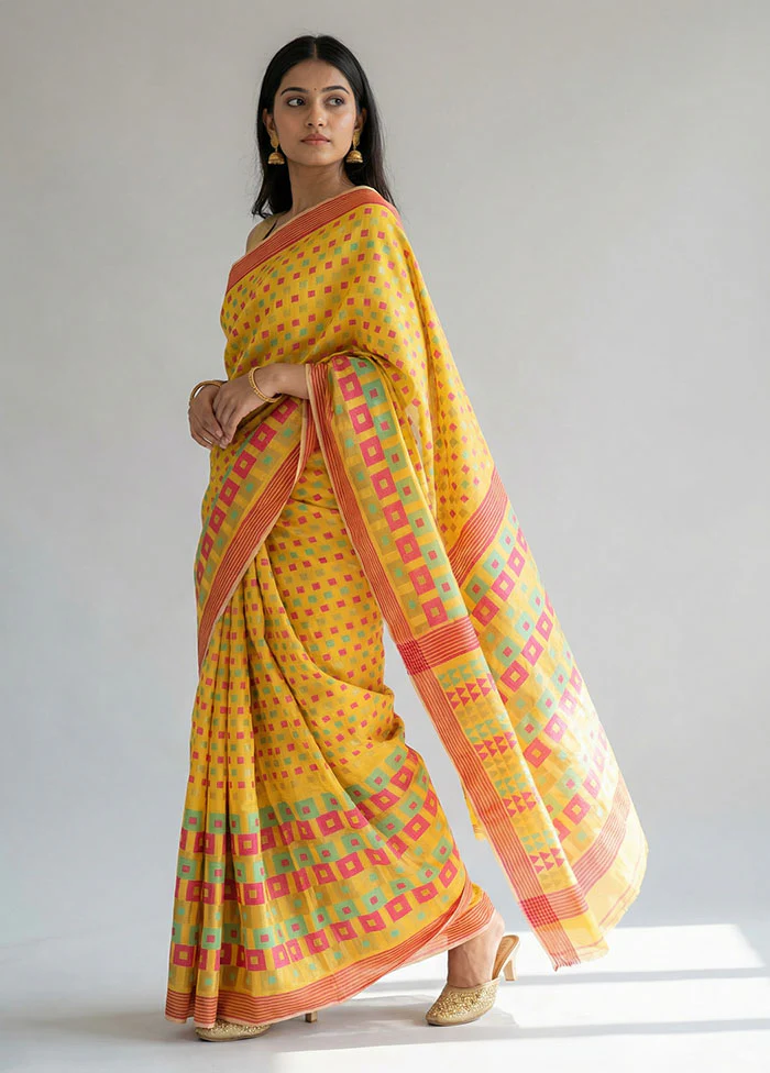 Multicolor Jamdani Cotton Saree Without Blouse Piece